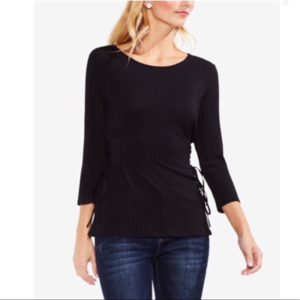 NWT Vince Camuto Lace-Up Ribbed Top